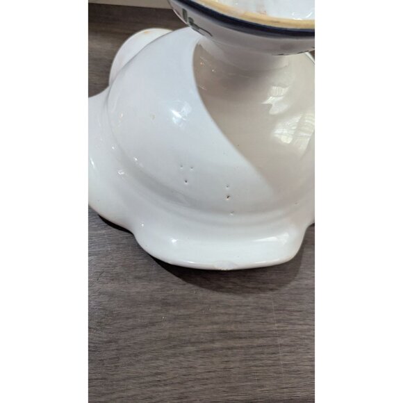 Decorative Footed Pedestal Hand-Painted Floral Ceramic Bowl Wavy Rim Vintage - Picture 7 of 9